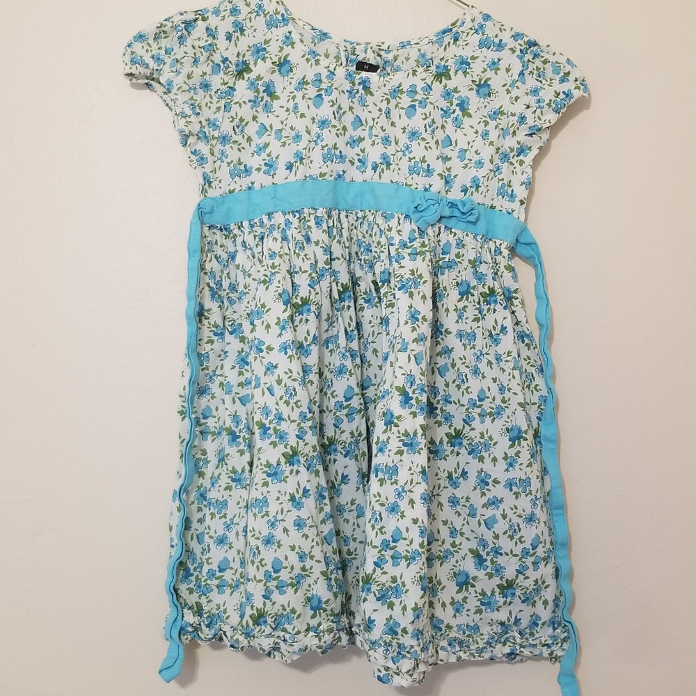 Girl's Blue Floral Indian Cotton Dress